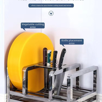 Nerūsējā tērauda virtuves plaukts dēļu un nažu uzglabāšanai, pastiprināts dizains, mūsdienīgs minimālisma stils, logotipa druka, 2020. gada izlaišana