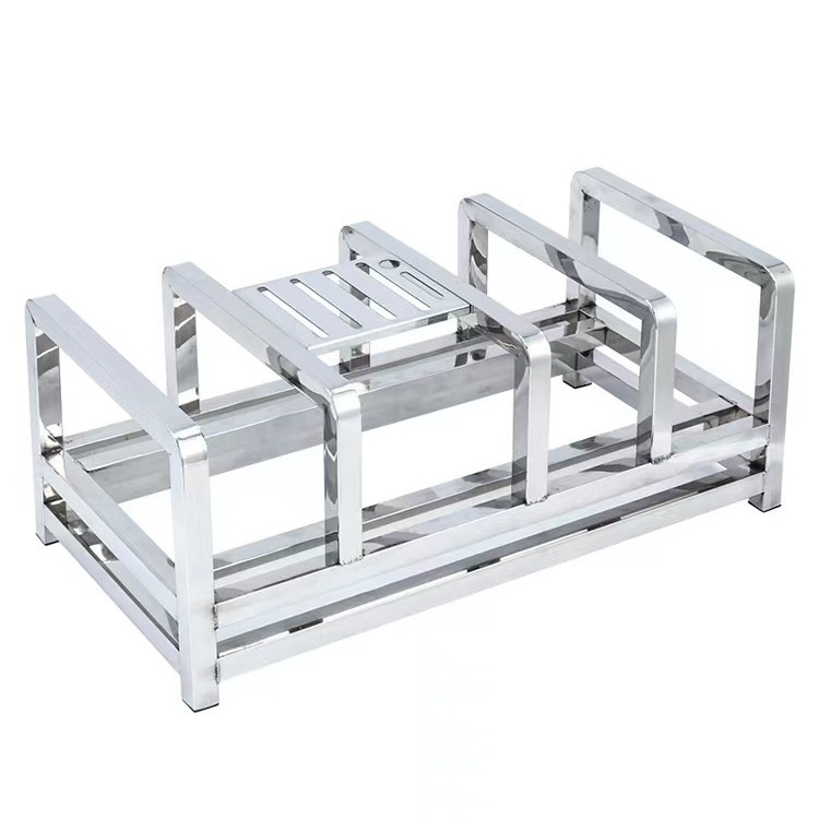 Nerūsējā tērauda virtuves plaukts dēļu un nažu uzglabāšanai, pastiprināts dizains, mūsdienīgs minimālisma stils, logotipa druka, 2020. gada izlaišana