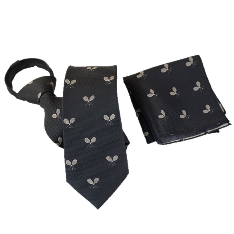 Cravată bărbați floral jacquard și set batistă, lățime standard, fibră poliesterică, model floral