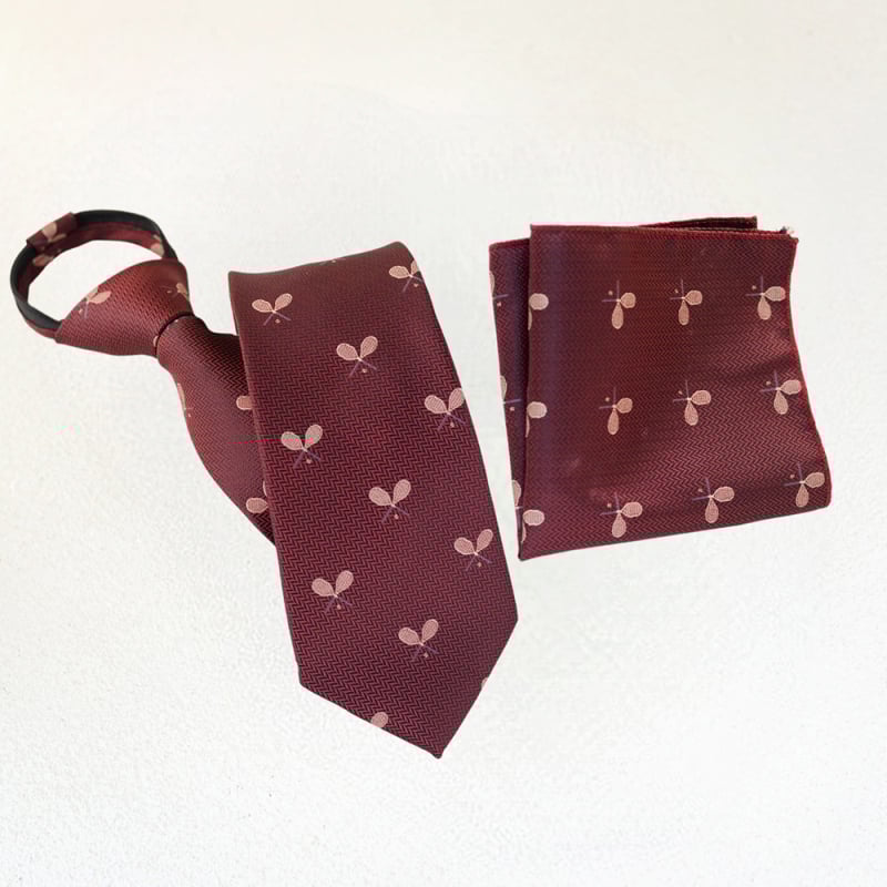 Cravată bărbați floral jacquard și set batistă, lățime standard, fibră poliesterică, model floral