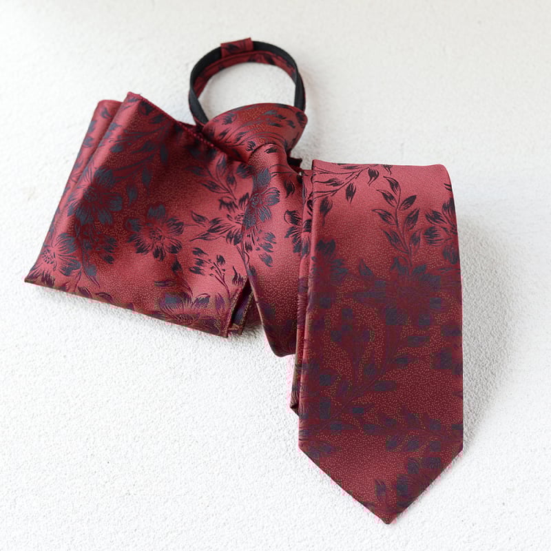 Cravată bărbați floral jacquard și set batistă, lățime standard, fibră poliesterică, model floral