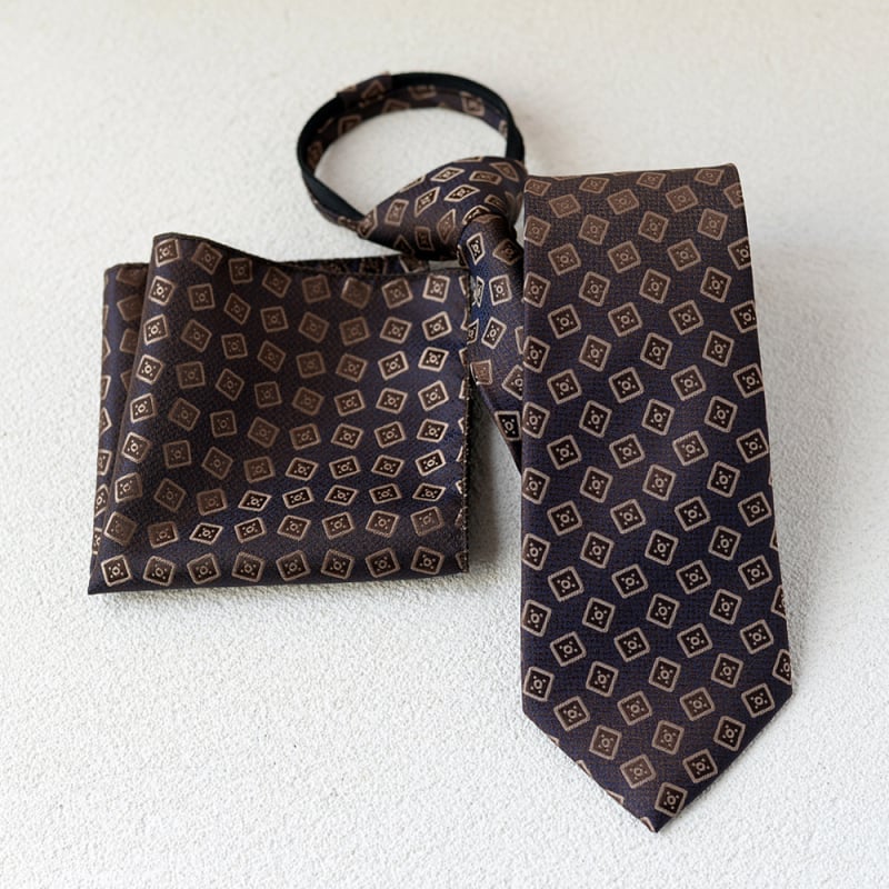 Cravată bărbați floral jacquard și set batistă, lățime standard, fibră poliesterică, model floral