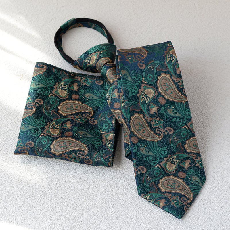 Cravată bărbați floral jacquard și set batistă, lățime standard, fibră poliesterică, model floral