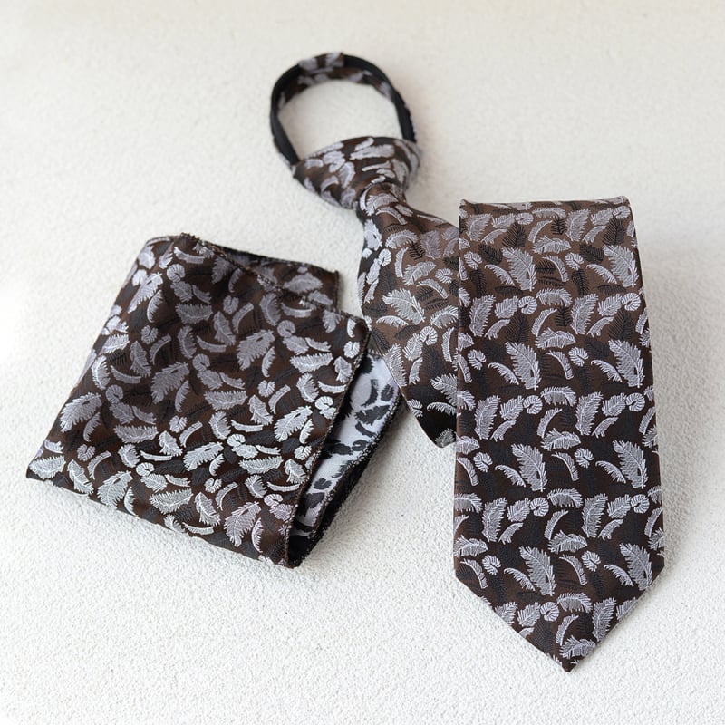 Cravată bărbați floral jacquard și set batistă, lățime standard, fibră poliesterică, model floral