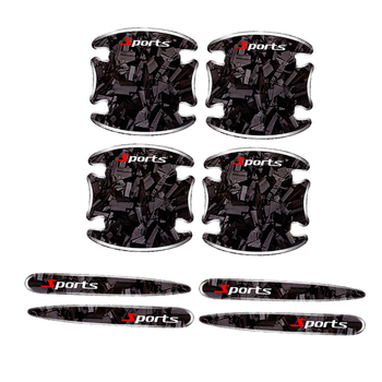 Λωρίδα προστασίας θυρών αυτοκινήτου με μοτίβο ανθρακονήματος – σετ 8 τεμαχίων αυτοκόλλητης προστασίας για πόρτες και λαβές, κατάλληλο για όλα τα μοντέλα