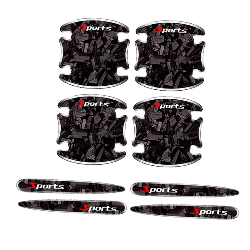 Λωρίδα προστασίας θυρών αυτοκινήτου με μοτίβο ανθρακονήματος – σετ 8 τεμαχίων αυτοκόλλητης προστασίας για πόρτες και λαβές, κατάλληλο για όλα τα μοντέλα