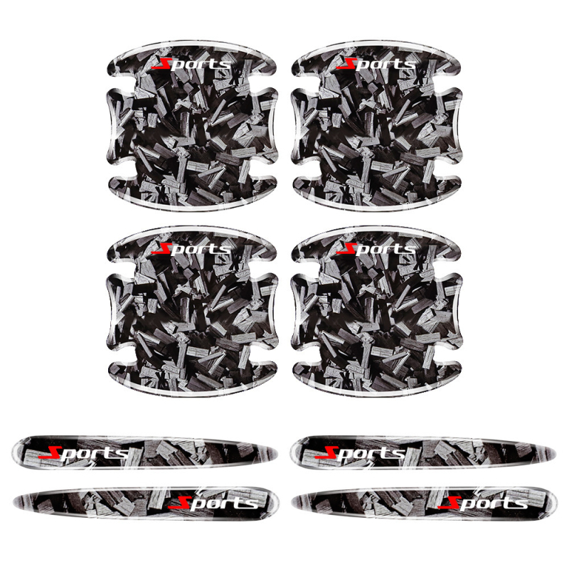 Λωρίδα προστασίας θυρών αυτοκινήτου με μοτίβο ανθρακονήματος – σετ 8 τεμαχίων αυτοκόλλητης προστασίας για πόρτες και λαβές, κατάλληλο για όλα τα μοντέλα