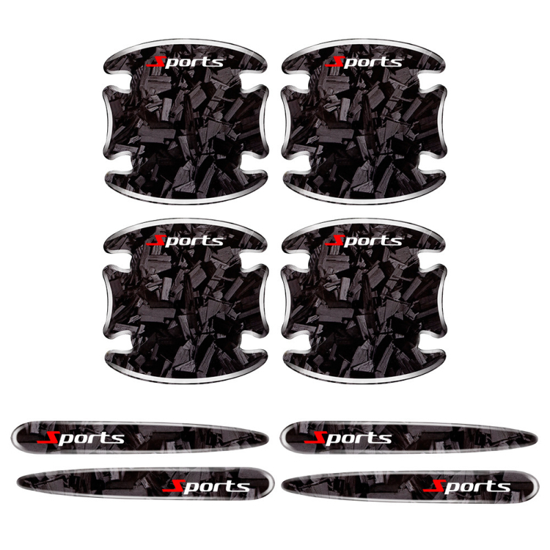 Λωρίδα προστασίας θυρών αυτοκινήτου με μοτίβο ανθρακονήματος – σετ 8 τεμαχίων αυτοκόλλητης προστασίας για πόρτες και λαβές, κατάλληλο για όλα τα μοντέλα