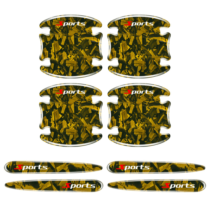 Λωρίδα προστασίας θυρών αυτοκινήτου με μοτίβο ανθρακονήματος – σετ 8 τεμαχίων αυτοκόλλητης προστασίας για πόρτες και λαβές, κατάλληλο για όλα τα μοντέλα