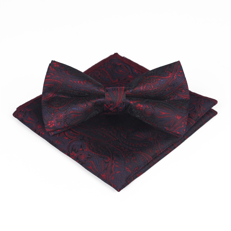 Bow Tie ir kišeninės skarelės komplektas su gėlių raštu iš poliesterio džakardo