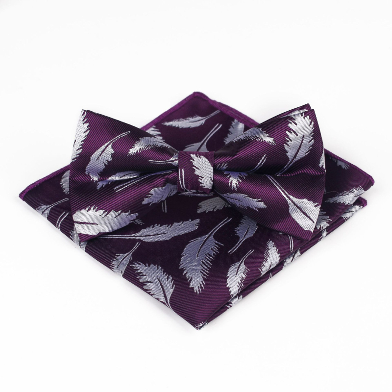 Bow Tie ir kišeninės skarelės komplektas su gėlių raštu iš poliesterio džakardo