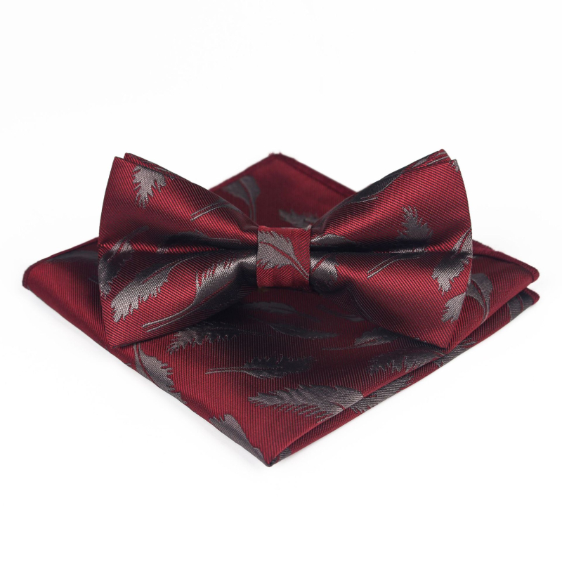 Bow Tie ir kišeninės skarelės komplektas su gėlių raštu iš poliesterio džakardo