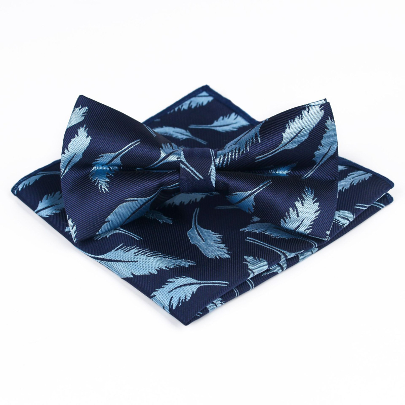 Bow Tie ir kišeninės skarelės komplektas su gėlių raštu iš poliesterio džakardo