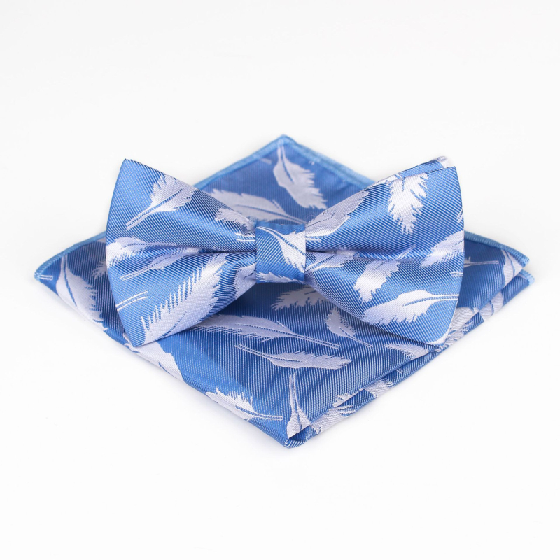 Bow Tie ir kišeninės skarelės komplektas su gėlių raštu iš poliesterio džakardo