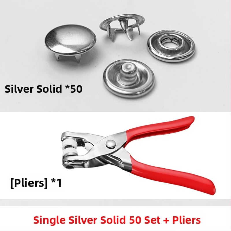 Метални snap копчета с пет щипки, скрити за дрехи — сплав, комплект за монтаж; подходящи за дънки, шапки, ризи, якета и чанти