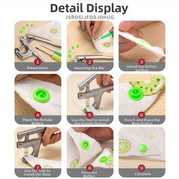 Смолени копчета със щракване за бебешки дрехи — структура: копче със щракване; материал: смола; приложение: ризи, раници и облекло; неутрална опаковка без марка