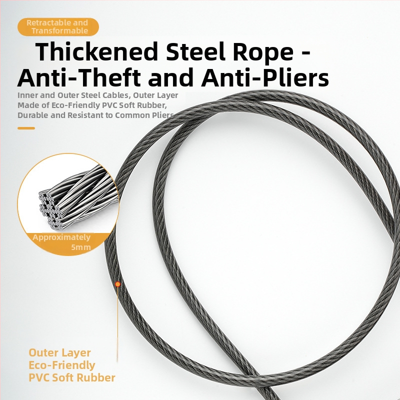 Mechanický zámok so železným káblom, 5 mm hrúbka zámky, model G-GSGS-240420, vhodný pre batožinu, dvierka skriniek a košíky na bicykle