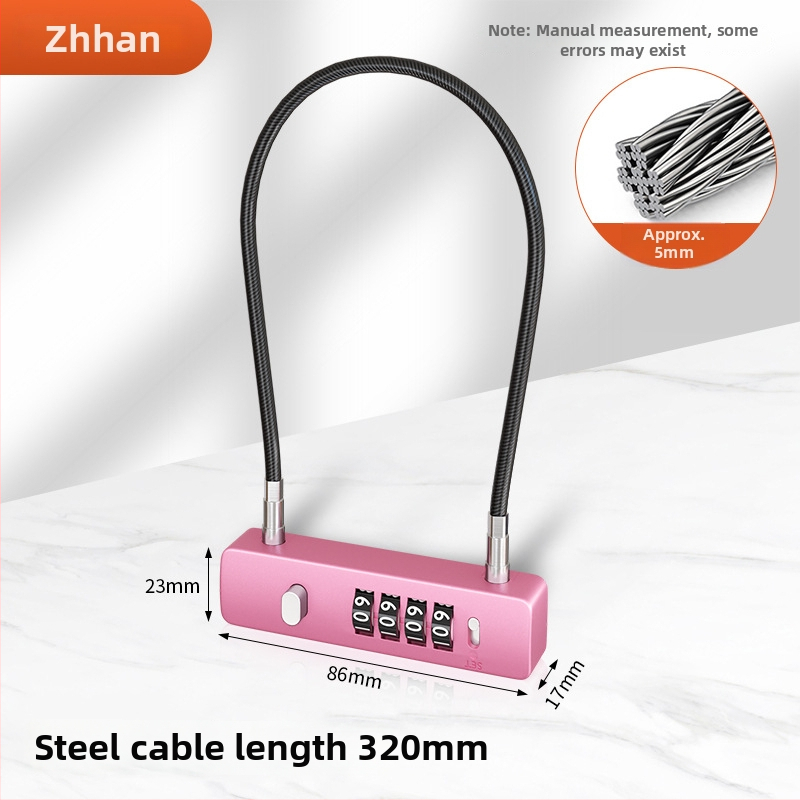 Mechanický zámok so železným káblom, 5 mm hrúbka zámky, model G-GSGS-240420, vhodný pre batožinu, dvierka skriniek a košíky na bicykle