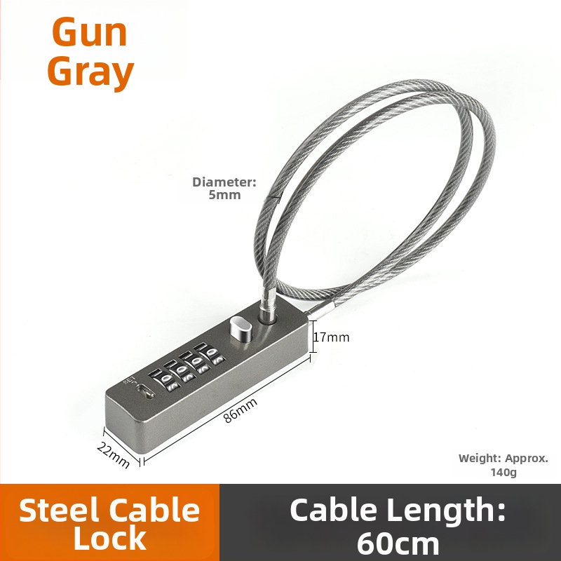 Mechanický zámok so železným káblom, 5 mm hrúbka zámky, model G-GSGS-240420, vhodný pre batožinu, dvierka skriniek a košíky na bicykle