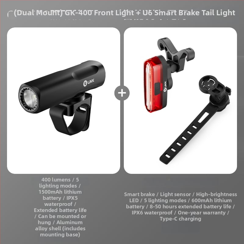 Задно светло за велосипед със умна спирачка и светкавично предупреждение за нощно каране (за планински и шосейни велосипеди)