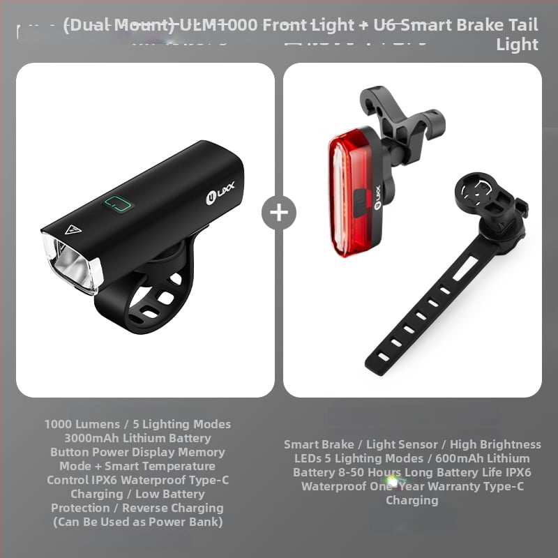 Задно светло за велосипед със умна спирачка и светкавично предупреждение за нощно каране (за планински и шосейни велосипеди)