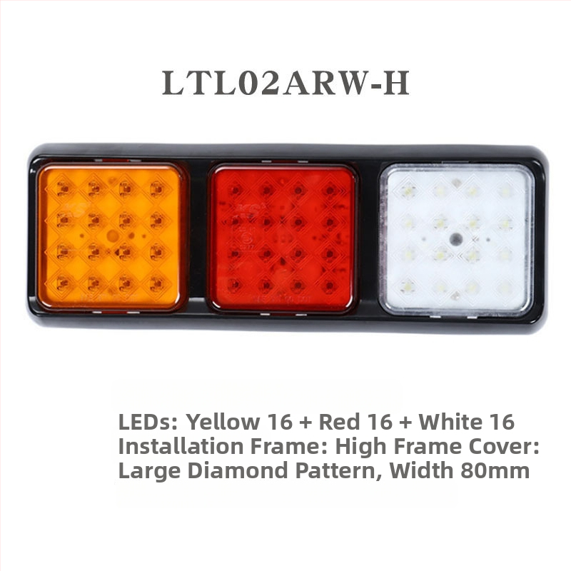 Zadné svetlá pre autá a nákladné autá, štvorcová séria, LED, 12V/24V, PC+ABS