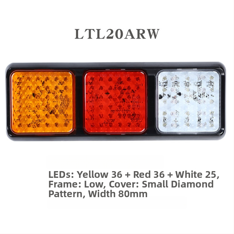 Zadné svetlá pre autá a nákladné autá, štvorcová séria, LED, 12V/24V, PC+ABS