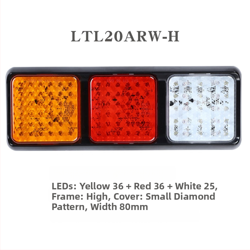 Zadné svetlá pre autá a nákladné autá, štvorcová séria, LED, 12V/24V, PC+ABS