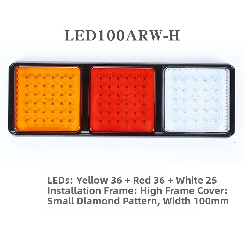 Zadné svetlá pre autá a nákladné autá, štvorcová séria, LED, 12V/24V, PC+ABS