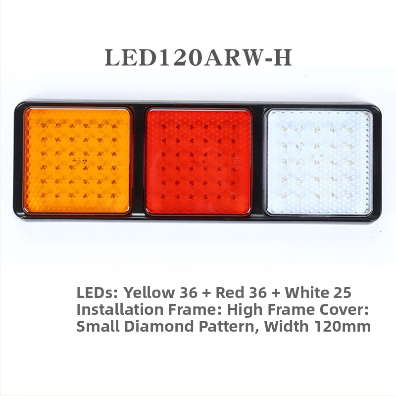 Zadné svetlá pre autá a nákladné autá, štvorcová séria, LED, 12V/24V, PC+ABS