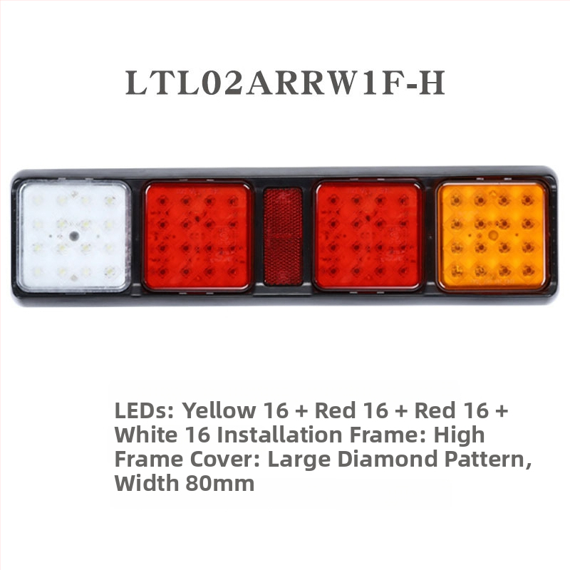 Zadné svetlá pre autá a nákladné autá, štvorcová séria, LED, 12V/24V, PC+ABS