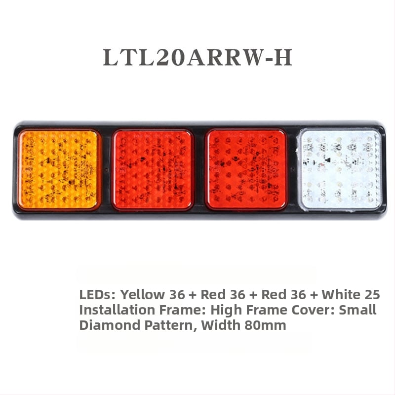 Zadné svetlá pre autá a nákladné autá, štvorcová séria, LED, 12V/24V, PC+ABS