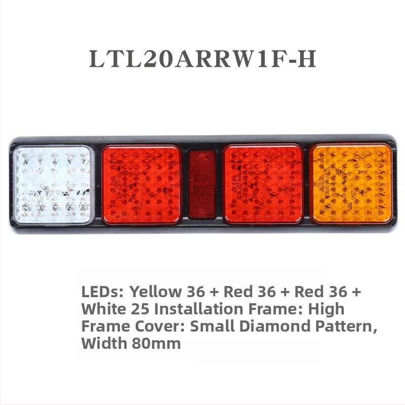 Zadné svetlá pre autá a nákladné autá, štvorcová séria, LED, 12V/24V, PC+ABS