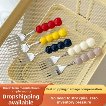 Kerámiával fogantyúzott kés, villa és kanál készlet, 304 rozsdamentes acélból, tükörfényes felület, egyszínű dizájn, friss és aranyos stílus