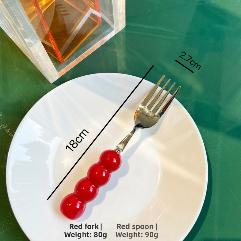 Kerámiával fogantyúzott kés, villa és kanál készlet, 304 rozsdamentes acélból, tükörfényes felület, egyszínű dizájn, friss és aranyos stílus