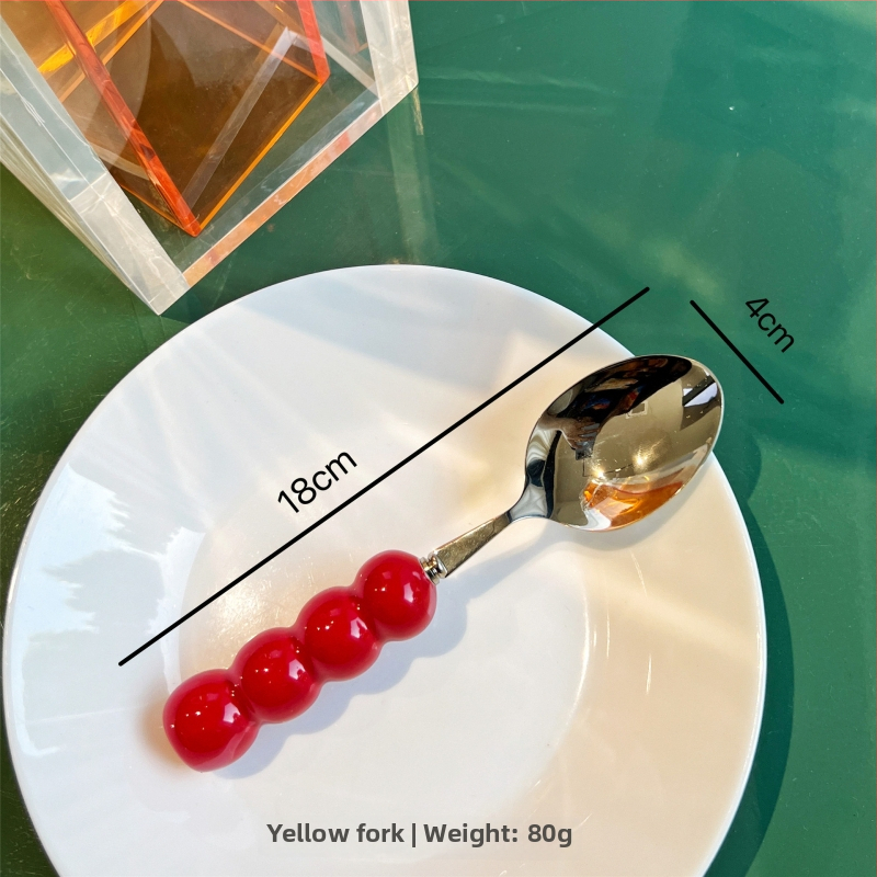 Kerámiával fogantyúzott kés, villa és kanál készlet, 304 rozsdamentes acélból, tükörfényes felület, egyszínű dizájn, friss és aranyos stílus