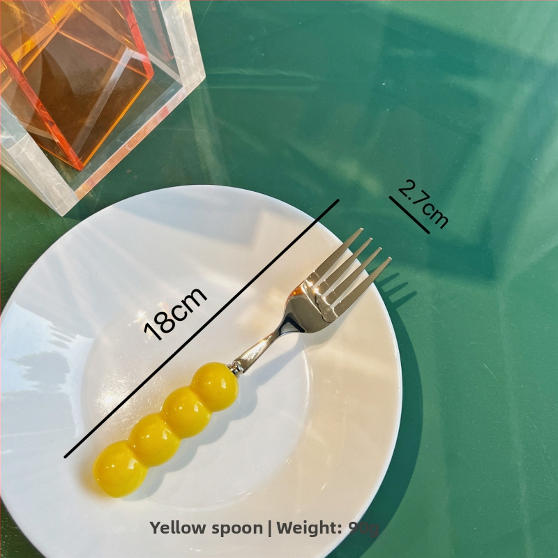 Kerámiával fogantyúzott kés, villa és kanál készlet, 304 rozsdamentes acélból, tükörfényes felület, egyszínű dizájn, friss és aranyos stílus