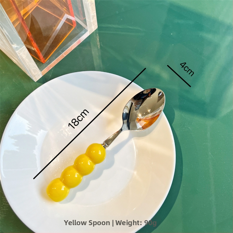 Kerámiával fogantyúzott kés, villa és kanál készlet, 304 rozsdamentes acélból, tükörfényes felület, egyszínű dizájn, friss és aranyos stílus