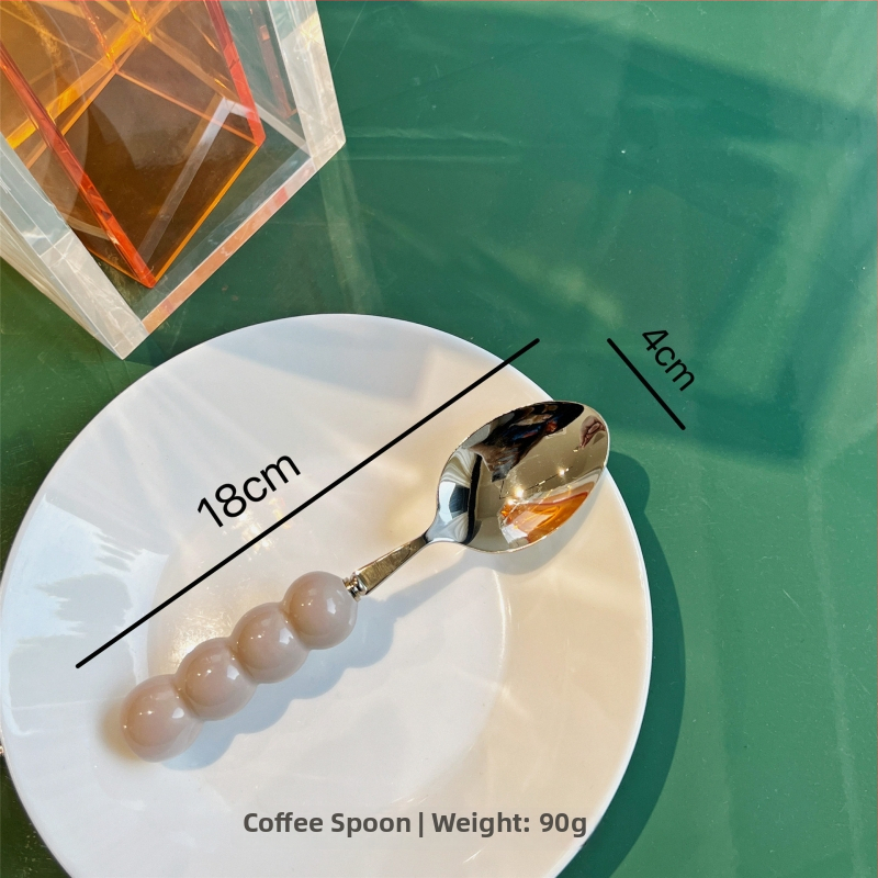Kerámiával fogantyúzott kés, villa és kanál készlet, 304 rozsdamentes acélból, tükörfényes felület, egyszínű dizájn, friss és aranyos stílus