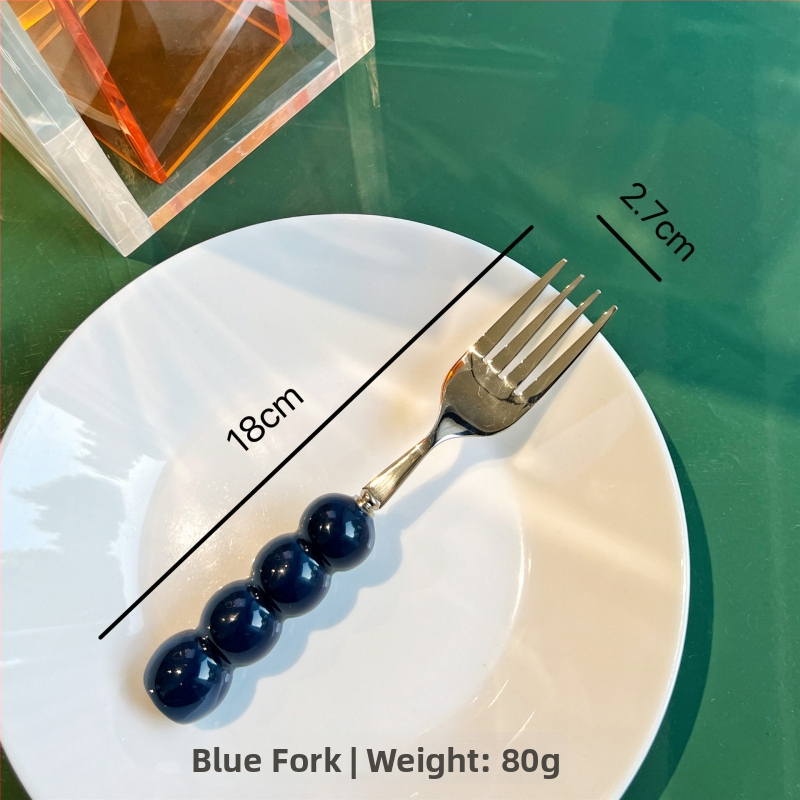 Kerámiával fogantyúzott kés, villa és kanál készlet, 304 rozsdamentes acélból, tükörfényes felület, egyszínű dizájn, friss és aranyos stílus