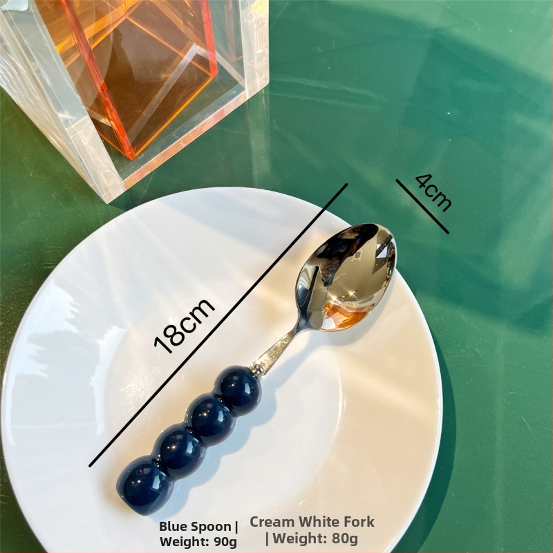 Kerámiával fogantyúzott kés, villa és kanál készlet, 304 rozsdamentes acélból, tükörfényes felület, egyszínű dizájn, friss és aranyos stílus