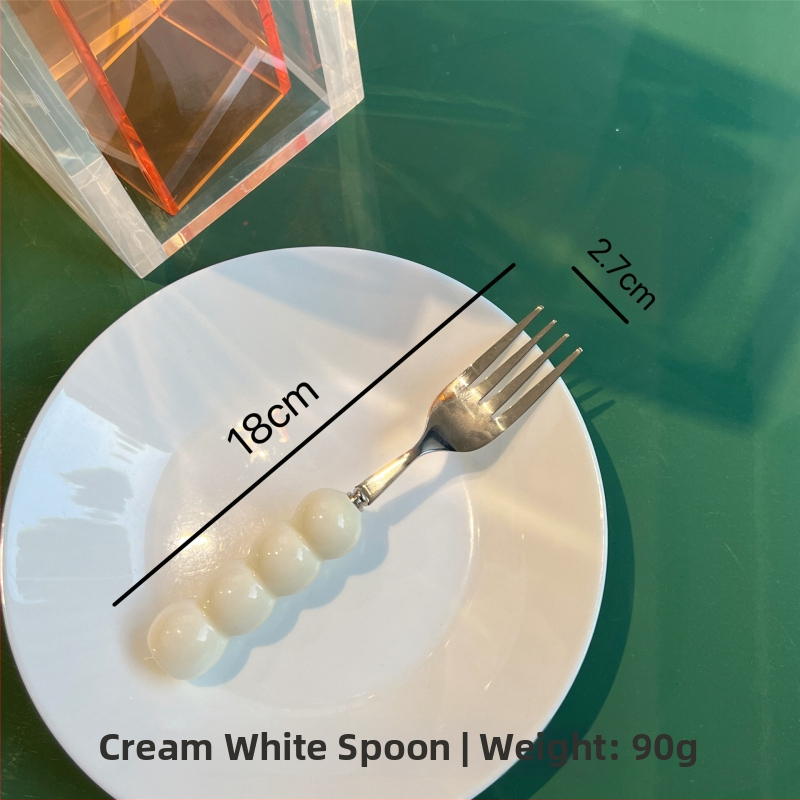 Kerámiával fogantyúzott kés, villa és kanál készlet, 304 rozsdamentes acélból, tükörfényes felület, egyszínű dizájn, friss és aranyos stílus
