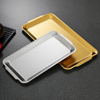 Platou dreptunghiular din oțel inoxidabil 304 pentru coacere, finisaj șlefuit, stil modern minimalist, nu compatibil cu cuptorul cu microunde