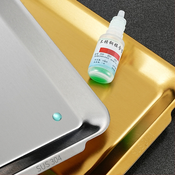 Platou dreptunghiular din oțel inoxidabil 304 pentru coacere, finisaj șlefuit, stil modern minimalist, nu compatibil cu cuptorul cu microunde