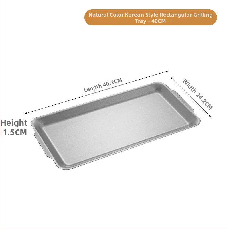 Platou dreptunghiular din oțel inoxidabil 304 pentru coacere, finisaj șlefuit, stil modern minimalist, nu compatibil cu cuptorul cu microunde