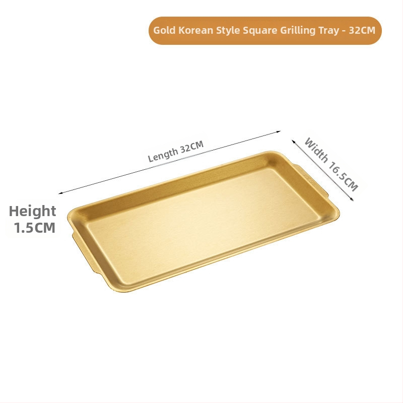 Platou dreptunghiular din oțel inoxidabil 304 pentru coacere, finisaj șlefuit, stil modern minimalist, nu compatibil cu cuptorul cu microunde