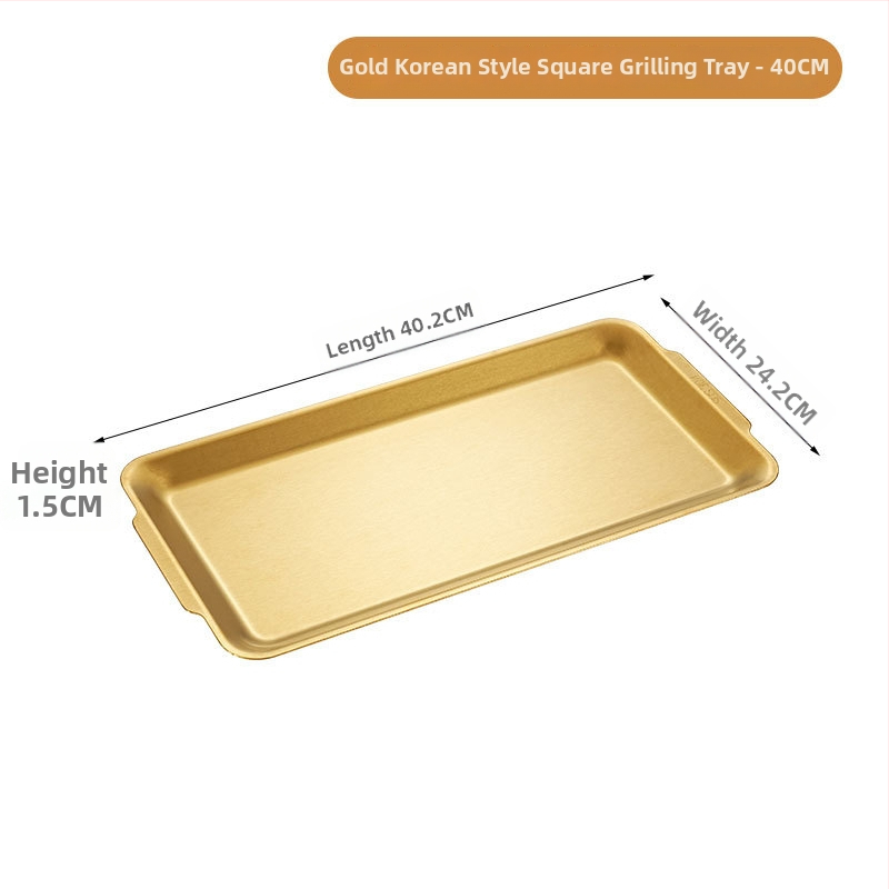 Platou dreptunghiular din oțel inoxidabil 304 pentru coacere, finisaj șlefuit, stil modern minimalist, nu compatibil cu cuptorul cu microunde