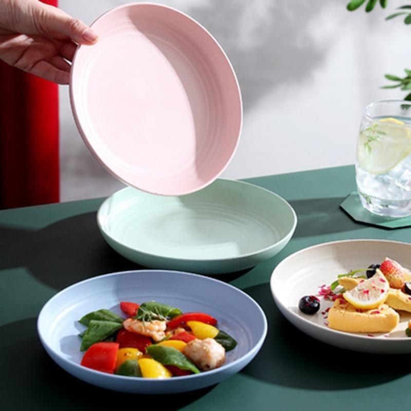 Younis Plastični tanjur za večeru od vlakna od pšenične slame, 23 cm, japanskog stila, plitki tanjur
