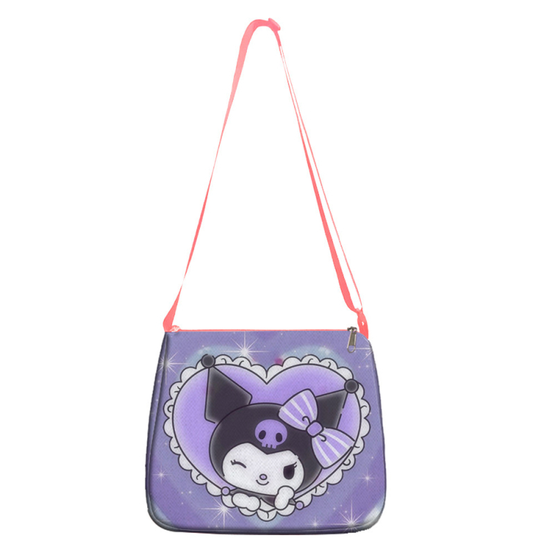 Ružičasta ženska torba Stitch — velika sedlasta torba za rame i crossbody, s motivom crtanog filma