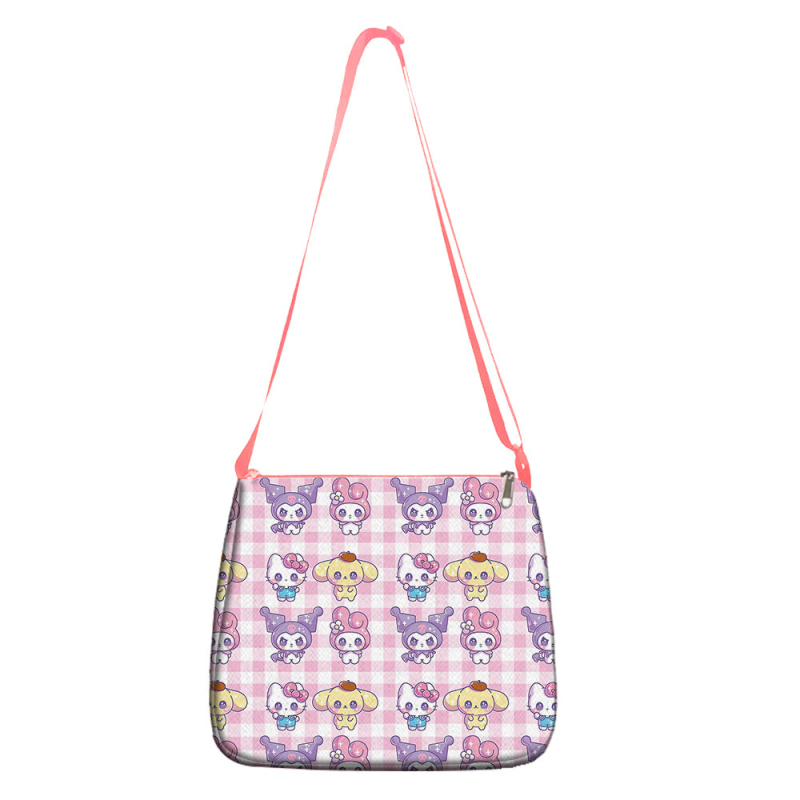 Ružičasta ženska torba Stitch — velika sedlasta torba za rame i crossbody, s motivom crtanog filma